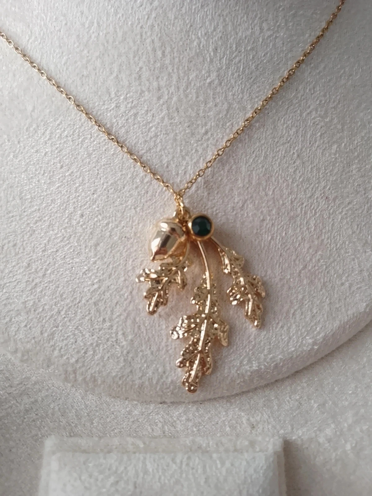Collier bohème feuille de chêne Acier doré